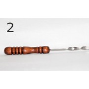 Шампур с резной деревянной ручкой 470х12х3 мм №2