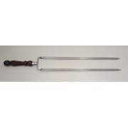 Шампур с толстой деревянной ручкой двойной 470(400)*13*2,5 мм